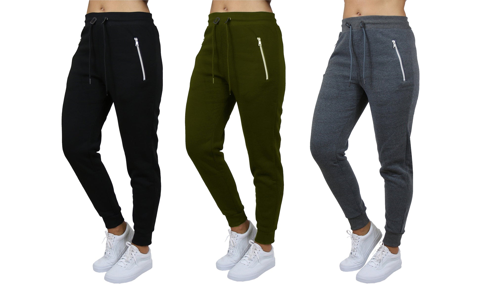 Men's Slim-Fit Jogger Sweatpants (2-PACK) & Zipper Pockets [ Sizes