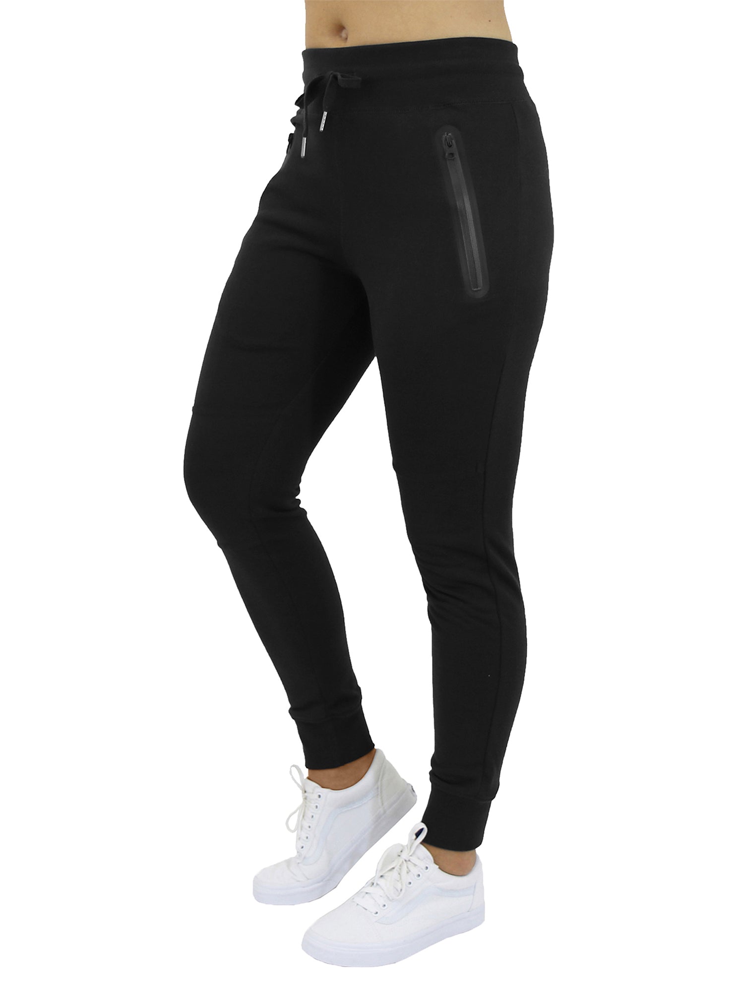 Zhrill Pants Joggers Womens Large Zip Pocket Black Elastic Pull On W:32  N226